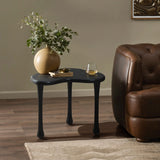 Black Wood Irregular Shape 19.9-Inch Tall Side Table - LuxenHome