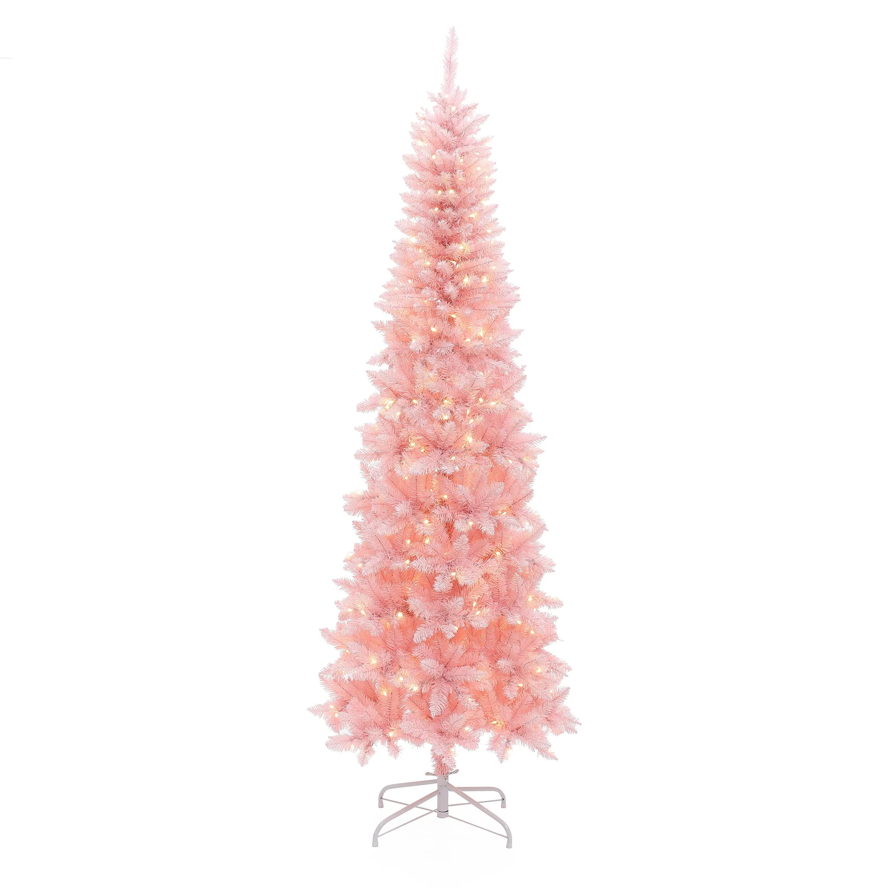decorating-for-the-holidays-with-pre-lit-pink-artificial-christmas-tree