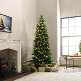 Pre-Lit Green Artificial Slim Christmas Tree with Light, 6ft