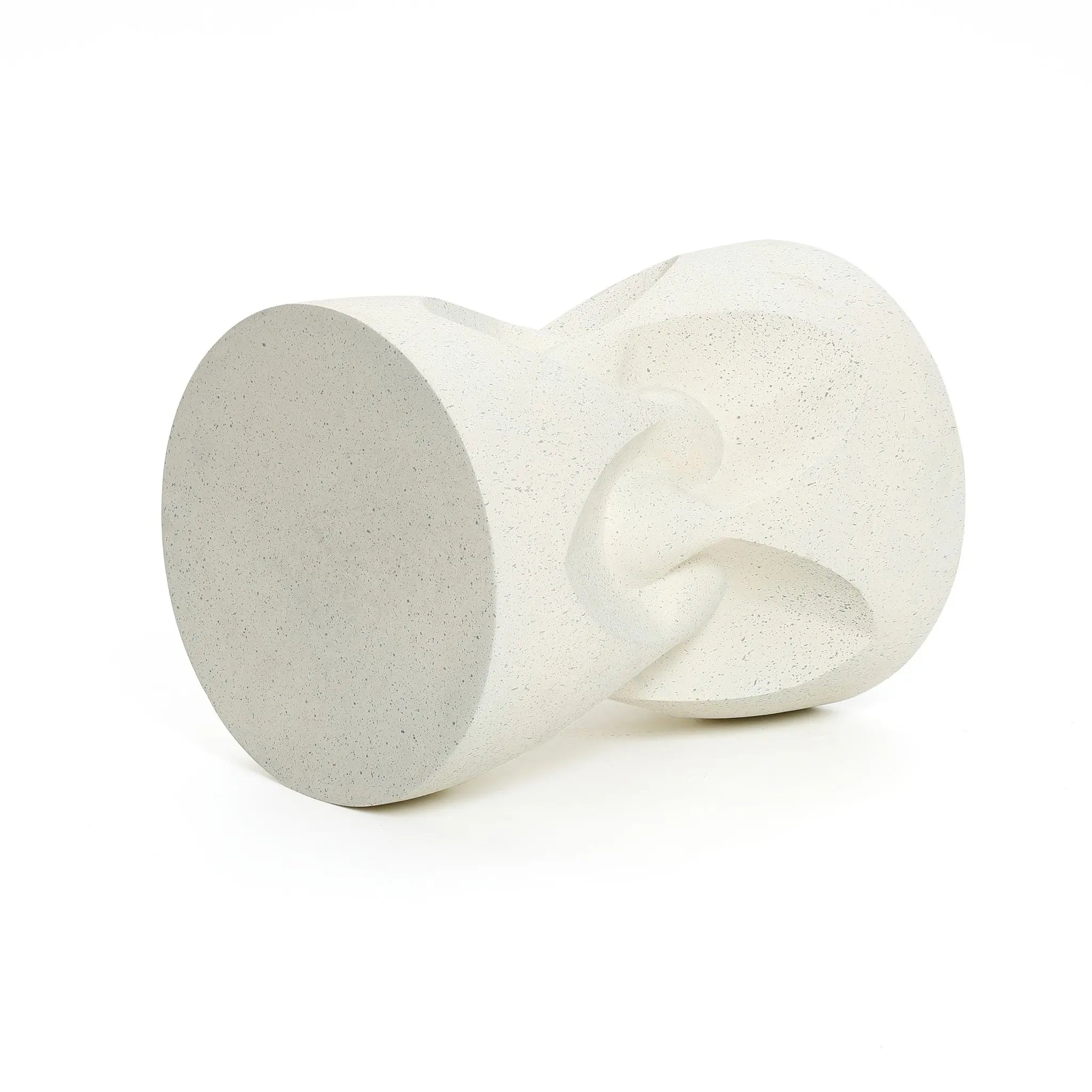White speckled spade round cement side table - LuxenHome