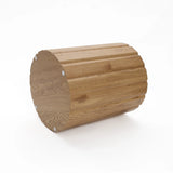 Marko wood grain round end table with faux marble top - LuxenHome