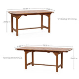 Lucia solid wood extendable ractangle outdoor dining table, 6-8 person - LuxenHome