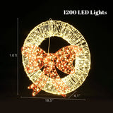 Light wreath and red bowtie, with timer light - LuxenHome