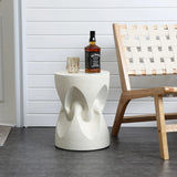 White speckled spade round cement side table - LuxenHome