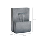 Modern gray resin outdoor waterfall fountain - LuxenHome