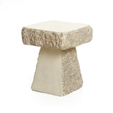 Rock textured cement outdoor side table - LuxenHome