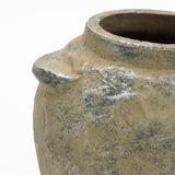 Brown & Gray Round Terracotta Vase with Handles,10.8''