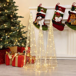 Lighted trees christmas decoration for indoor and outdoor, set of 3 - LuxenHome