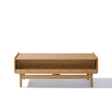 Eric oak finish coffee table with storage - LuxenHome