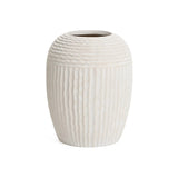 Beige ribbed round MgO Vase, 15.2'' h - LuxenHome