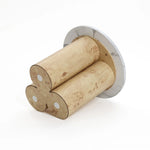 Burl wood finish round end/side table with faux marble top - LuxenHome