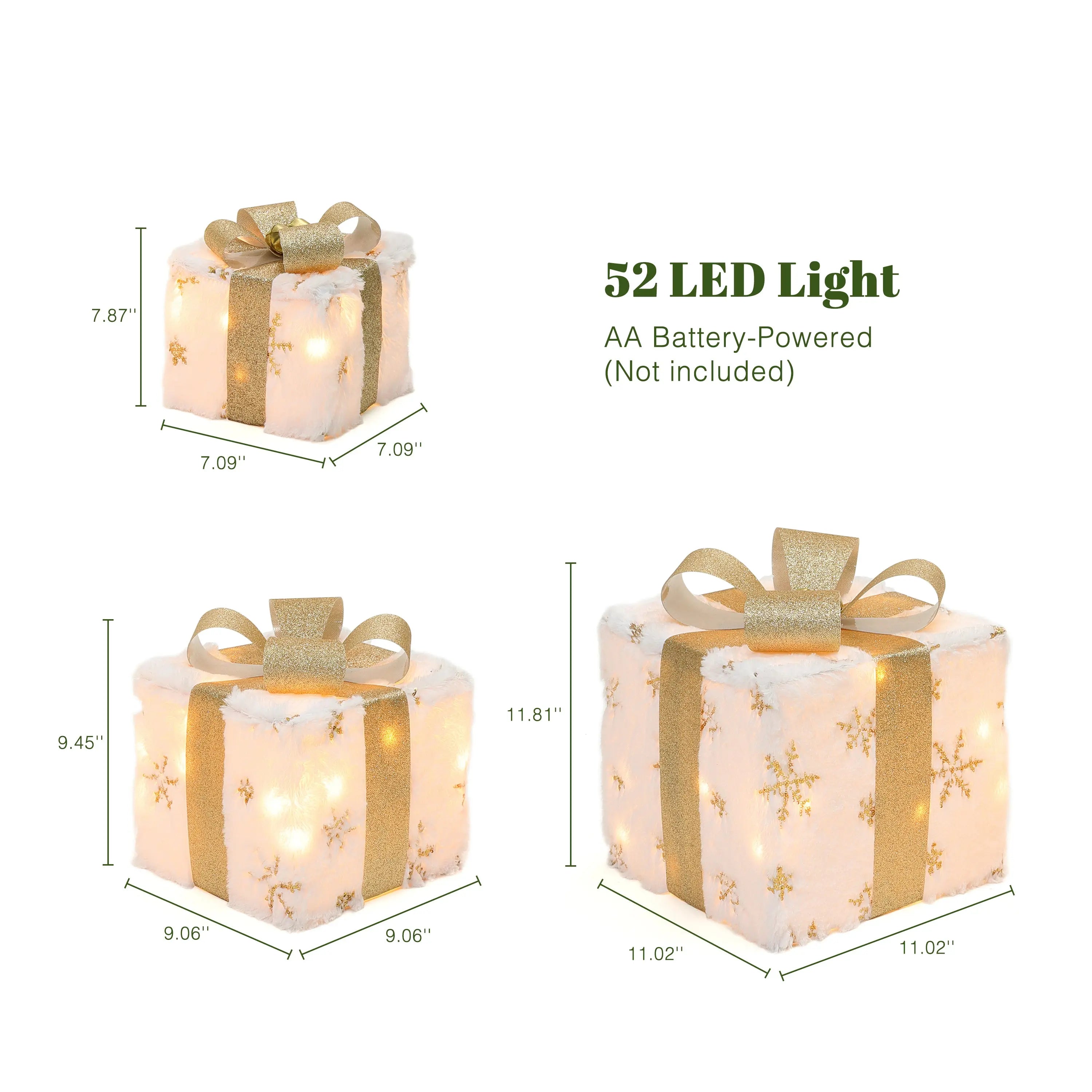 Light-up-white-and-gold-presents-Christmas-decorations