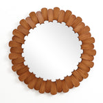 Pine wood frame round wall mirror - LuxenHome