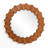 Pine wood frame round wall mirror - LuxenHome