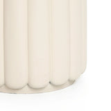 Ivory white pillar round cement outdoor side table - LuxenHome