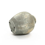 The image displays a LuxenHome Rustic Gold and Brown Terracotta Bud Vase, 8.7 h, lying on its side against a plain white background. Featuring ribbed detailing and a narrow neck, this vintage-style piece adds charm to any home decor.