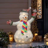 White Tinsel Frosted Holiday Outdoor Snowman Decor, 3ft