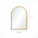 This 34-inch arch mirror features a wavy wooden frame crafted from durable rubberwood, measuring 23.6 inches in width.