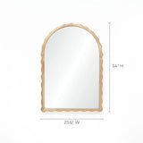 This 34-inch arch mirror features a wavy wooden frame crafted from durable rubberwood, measuring 23.6 inches in width.