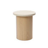 Round Nesting Tables with Travertine Tops,Set of 2