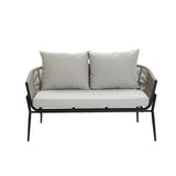Ventura outdoor aluminum with PE rope loveseat & coffee table set - LuxenHome
