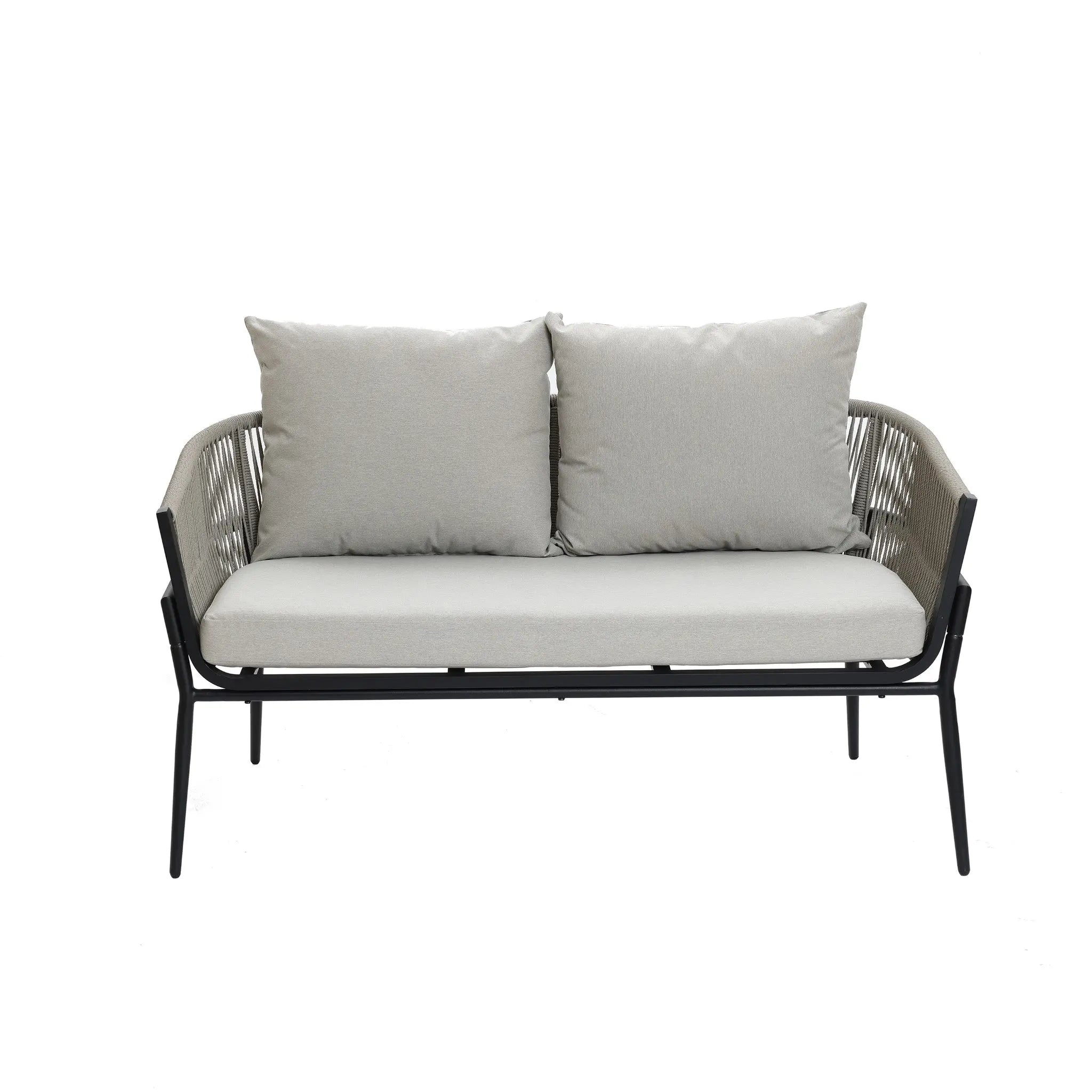 Ventura outdoor aluminum with PE rope loveseat & coffee table set - LuxenHome