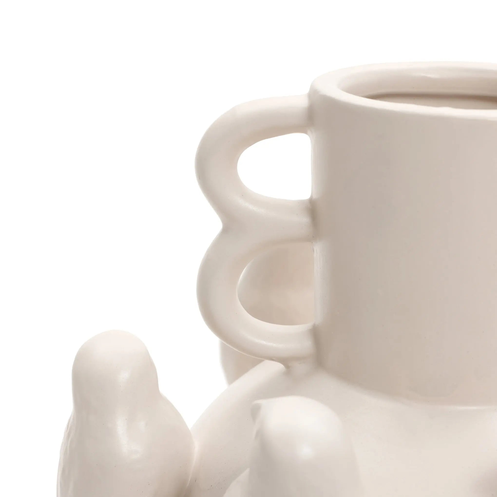 The LuxenHome White Ceramic Birds Vase, standing 14.4 inches tall, features abstract shapes and loops that capture modern home decor. Its soft curves and glossy surface contribute to an elegant ambiance, highlighting its artistic and contemporary style.