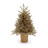 Pre-Lit Gold Branches Pine Christmas Tree with Pot,3Ft