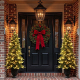 Pre-Lit Pine Christmas Tree with Black Potted,4.5Ft