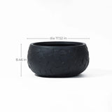 The LuxenHome Black Beehive Pattern Planter, measuring 17.5 in diameter and 8.46 in height, features a stylish beehive design on a black surface against a plain white background.