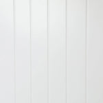 White paneled surface with vertical grooves evenly spaced across the image, reminiscent of a classic hall tree or coat rack backing.