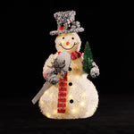 White Frosted Snowman Holiday Decoration with Lights - LuxenHome