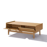 Eric oak finish coffee table with storage - LuxenHome