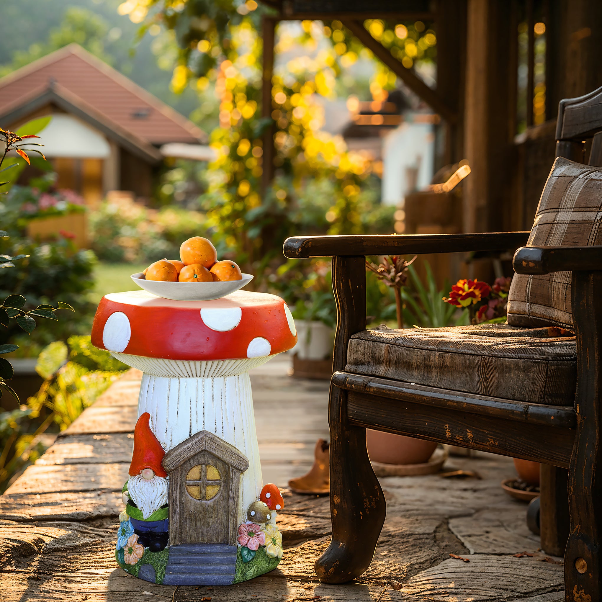 LuxenHome Gnome Mushroom MgO Indoor and Outdoor Sculpture Side Table - LuxenHome