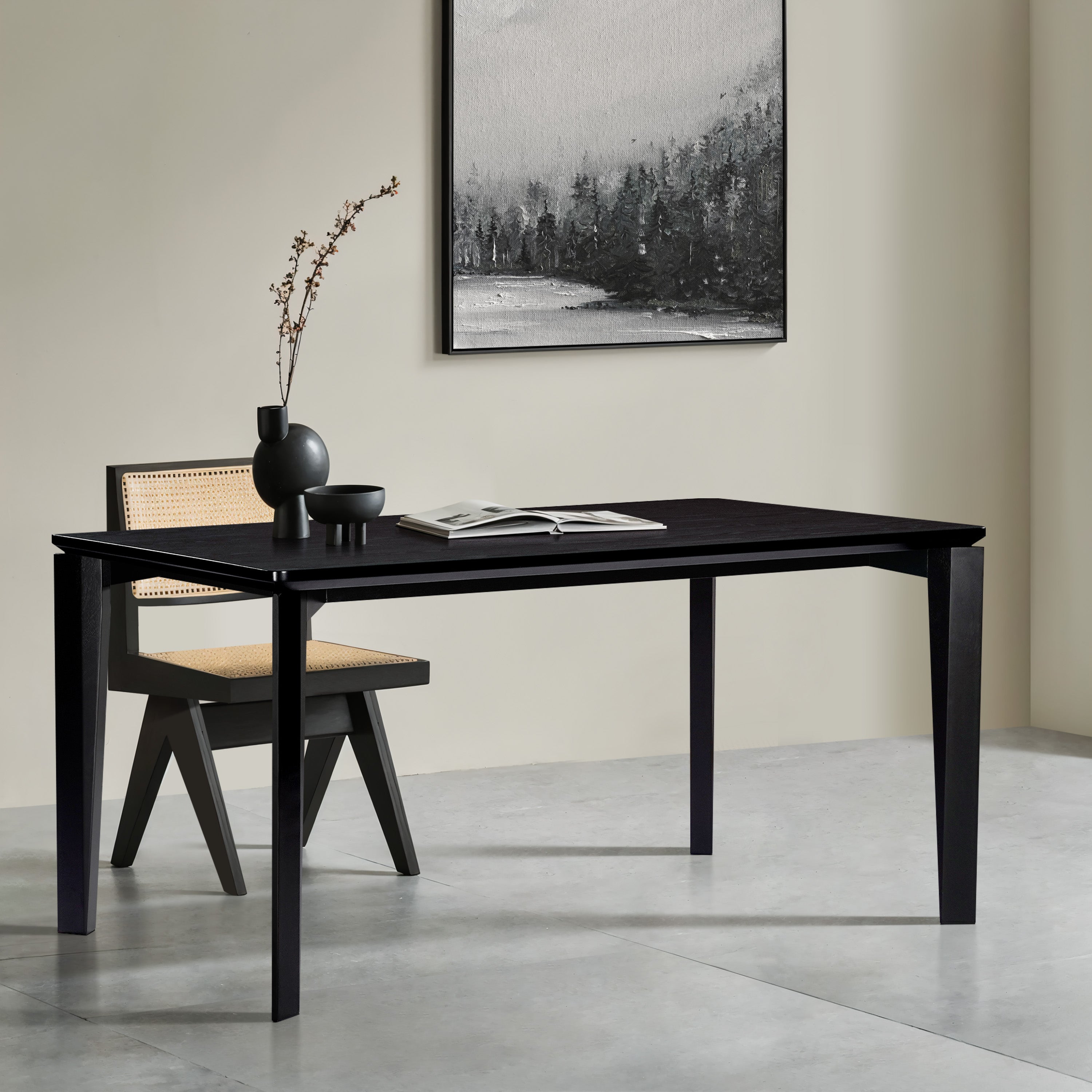Wenge in ash veneer wood rectangle dining table with rubberwood legs - LuxenHome