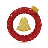 Bell lighted wreath outdoor christmas decoration, 1.9 ft tall - LuxenHome