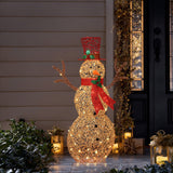 Champagne Gold PET Outdoor Lighted Christmas snowman, 4ft