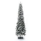 Pre-Lit Flocked Artificial Christmas Tree with Base, 7ft