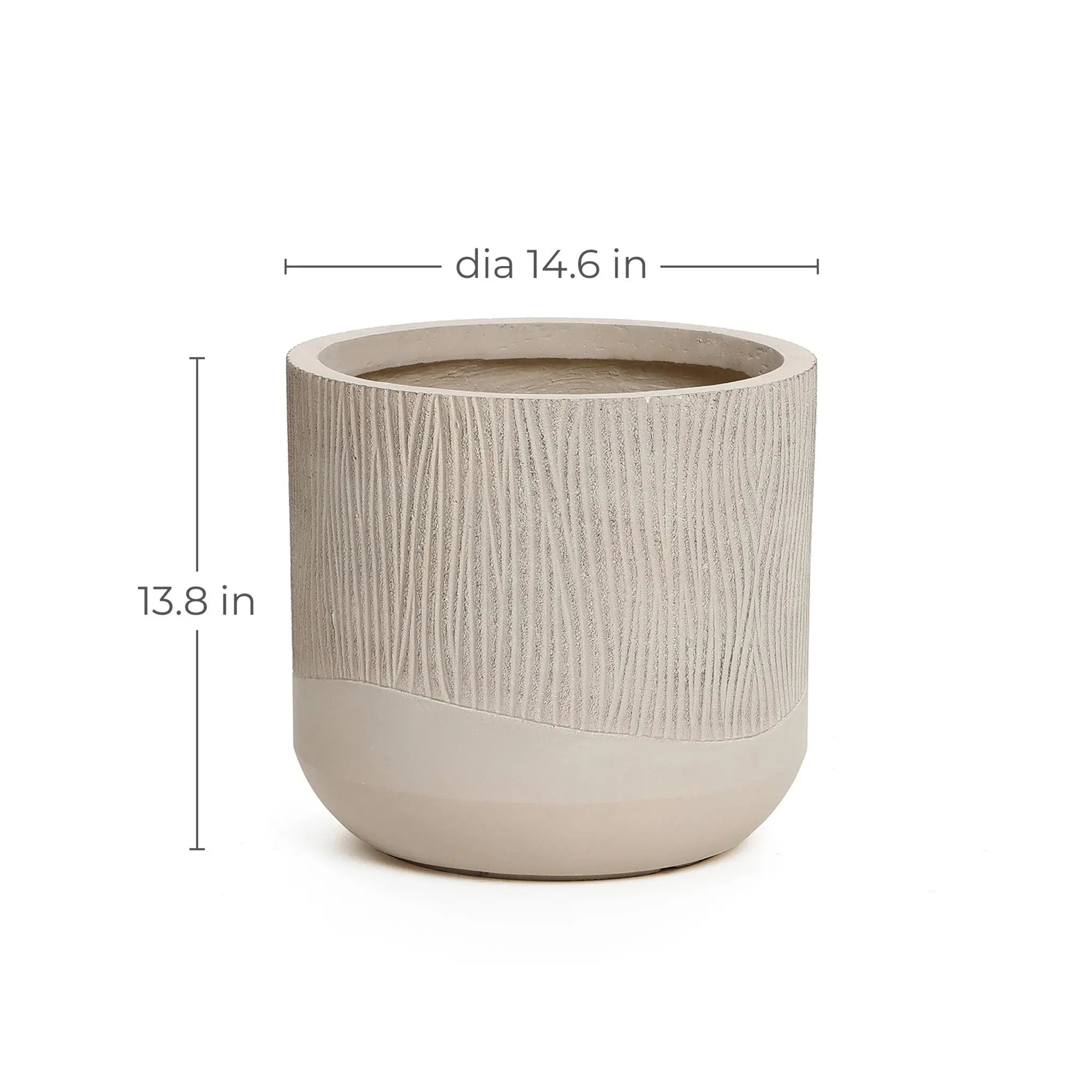 Blended tan with wood pattern round planter, 13.8" h - LuxenHome
