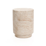 Travertine-Style Round Textured MgO Side Table - LuxenHome