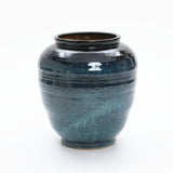 Blue Ripples Round Ceramic Vase, 17.3"H