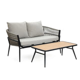 Ventura outdoor aluminum with PE rope loveseat & coffee table set - LuxenHome
