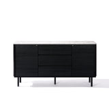 Black manufactured wood sideboard cabinet with marble top - LuxenHome