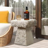 Rock textured cement outdoor side table - LuxenHome