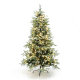 Pre-Lit Snowy Branches Fir Christmas Tree with Stand,6.5Ft
