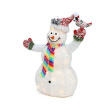 White Tinsel Frosted Holiday Outdoor Snowman Decor, 3ft