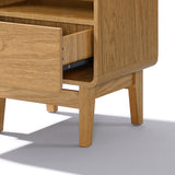 Eric oak finish nightstand with drawer, 22.64"h - LuxenHome
