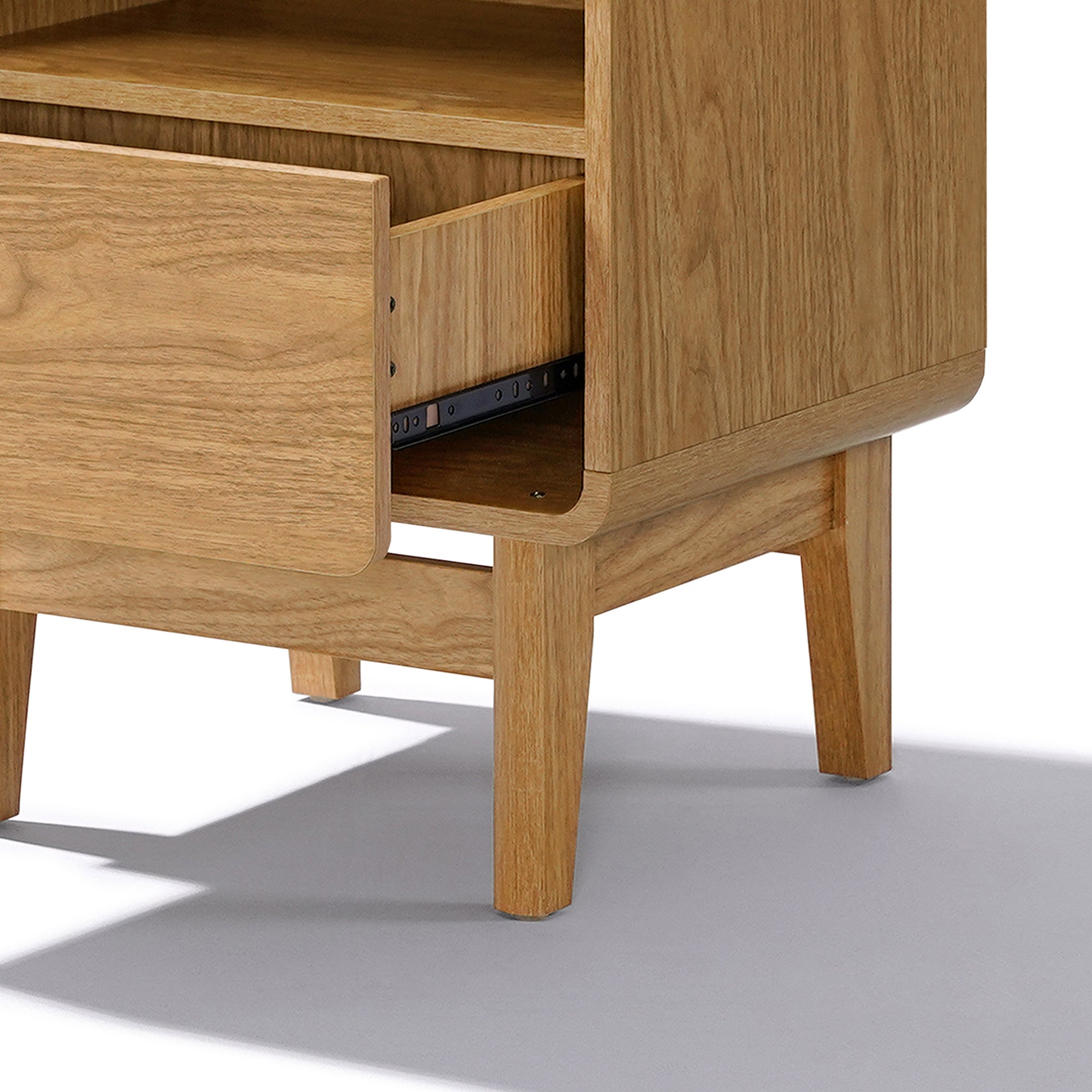 Eric oak finish nightstand with drawer, 22.64"h - LuxenHome