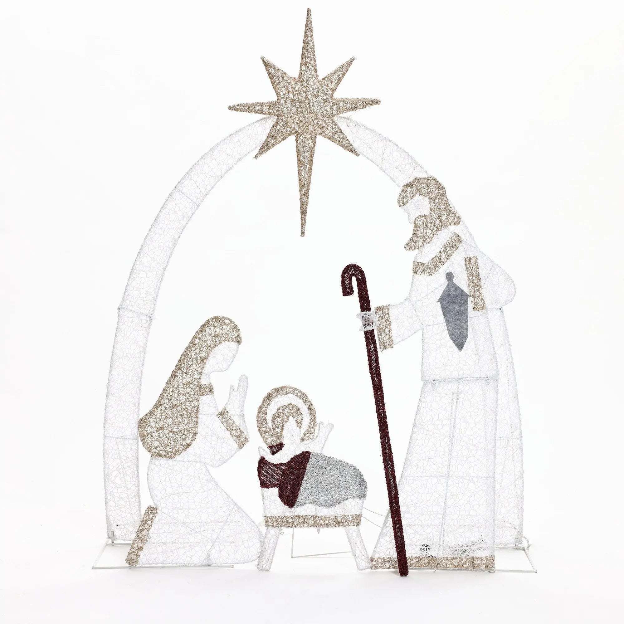 Lighted nativity and christmas tree, clear - LuxenHome