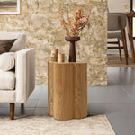 Wood grain round end/side table - LuxenHome